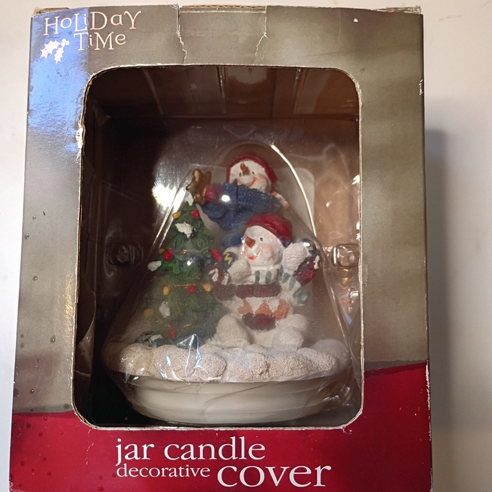 Holiday Time Snowman Jar Candle Cover